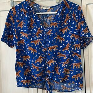 beachlunchlounge cropped print blouse - Size XS